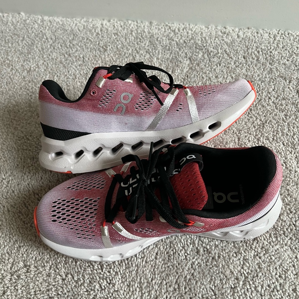 On Running Women's Athletic Shoes in Pink and White